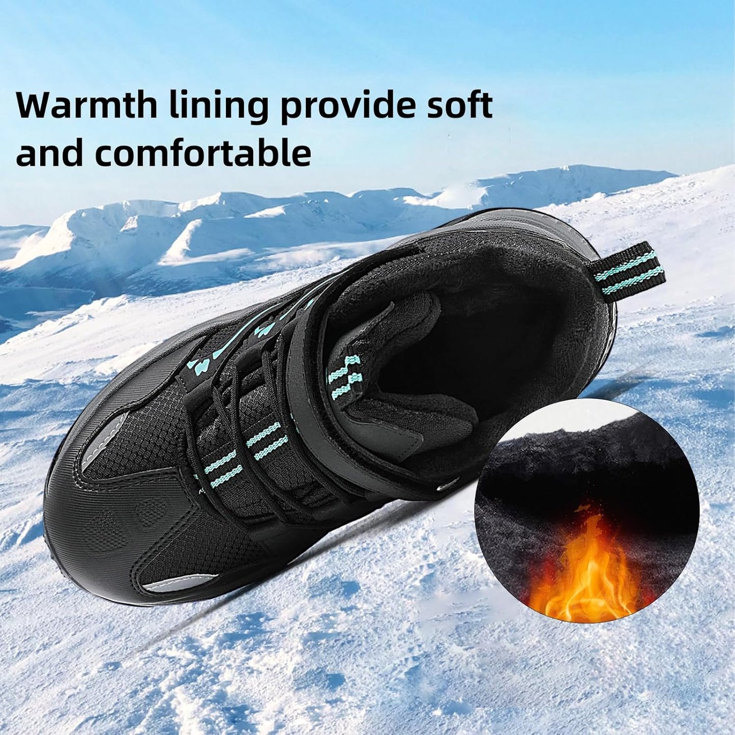 JMFCHI Kids Hiking Boots Boys Girls Outdoor Walking Climbing Sneaker Comfortable Non-slip Snow Shoes Hiker Boot Antiskid Steel Buckle Sole