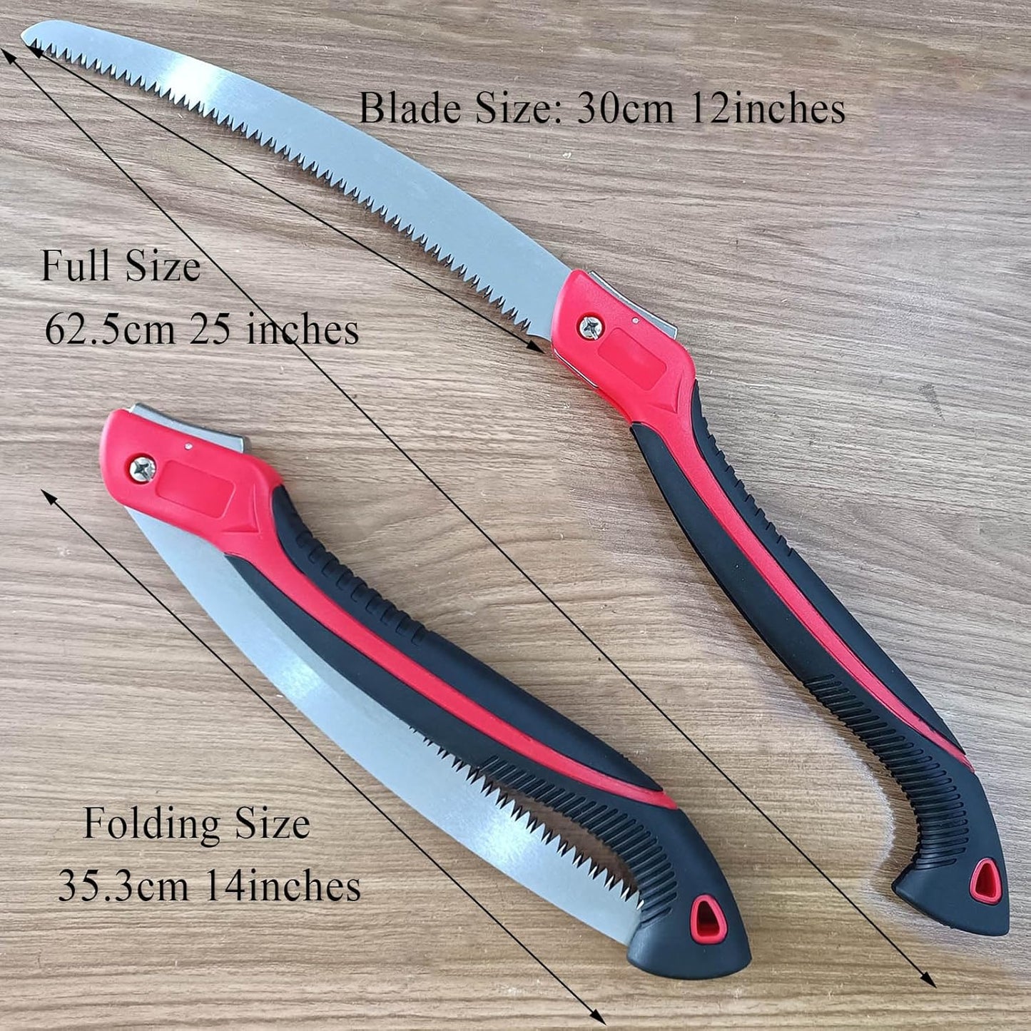 12 Inch Heavy Duty Pruning Saw, Folding Hand Saw with SK5 Curved Blade, Triple-cut Razor Teeth Used for Trees Wood Cutting Camping Gardening Work, Hiking, Landscaping, Tree Trimming