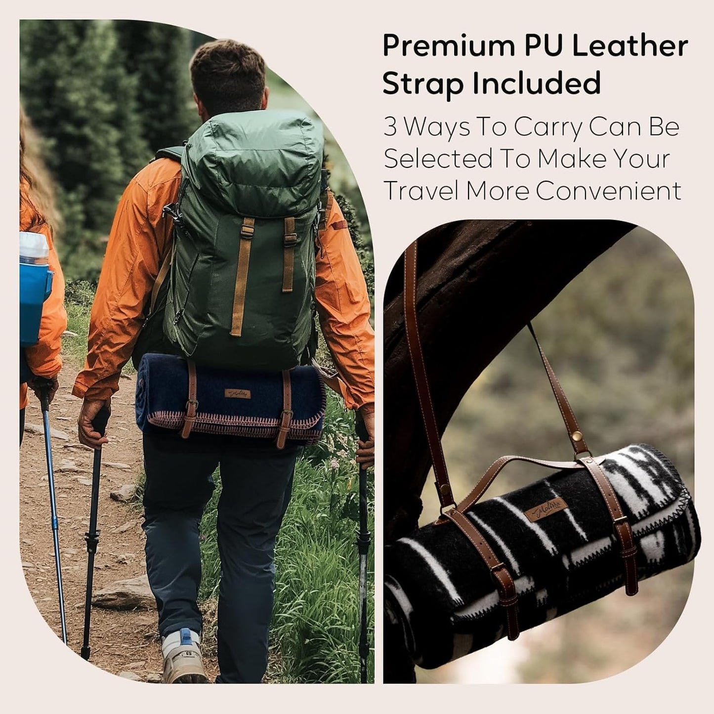 100% Wool Blanket, 62" x 86", Warm, Thick, Washable, Military Wool Blanket, Great for Camping, Outdoors, Sporting Events, Survival Kits,Black White Striped