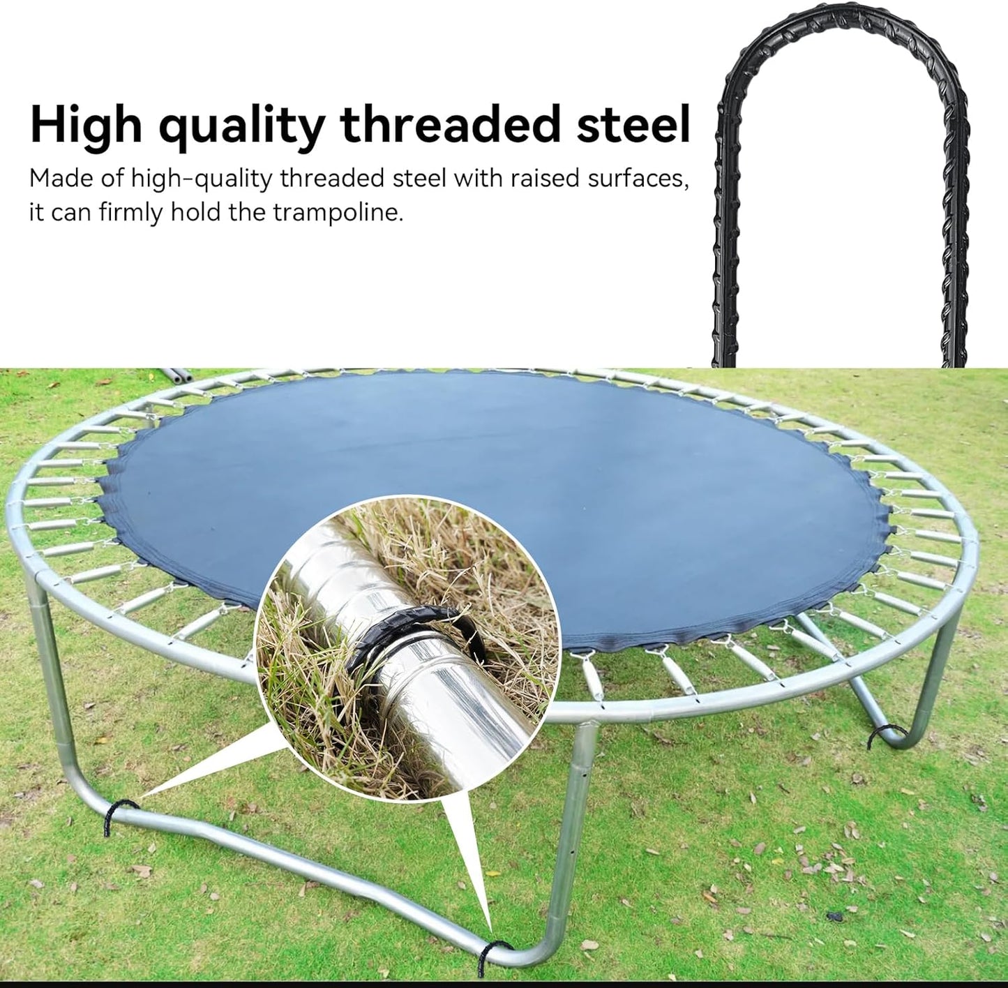 12-Inch Trampoline High Wind Stakes Heavy Duty Ground Anchors U Rebar Stakes for Trampoline, Dog Fence (48 Pack)