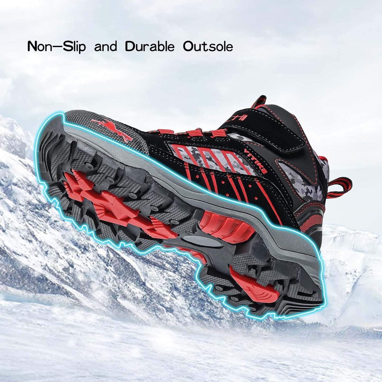 JMFCHI Kids Hiking Boots Boys Girls Outdoor Walking Climbing Sneaker Comfortable Non-slip Snow Shoes Hiker Boot Antiskid Steel Buckle Sole