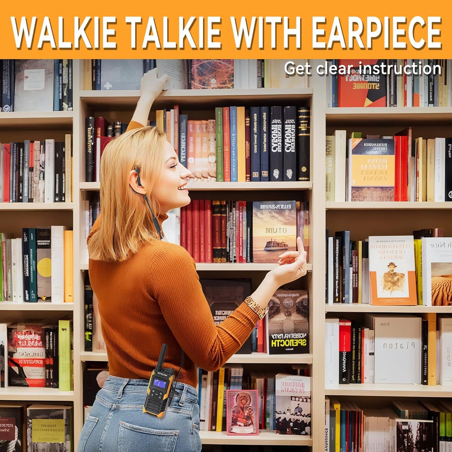 KETELESE T4 Heavy Duty Walkie Talkies, IP67 Waterproof FRS 2 Way Radio Long Range, USB-C Rechargable, with Earpiece, VOX, NOAA, Weather Alert, Dual PTT, One-Key Group Call, Dock, 2 Pack