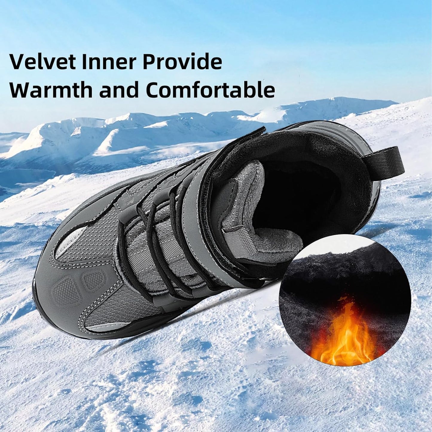 JMFCHI Kids Hiking Boots Boys Girls Outdoor Walking Climbing Sneaker Comfortable Non-slip Snow Shoes Hiker Boot Antiskid Steel Buckle Sole