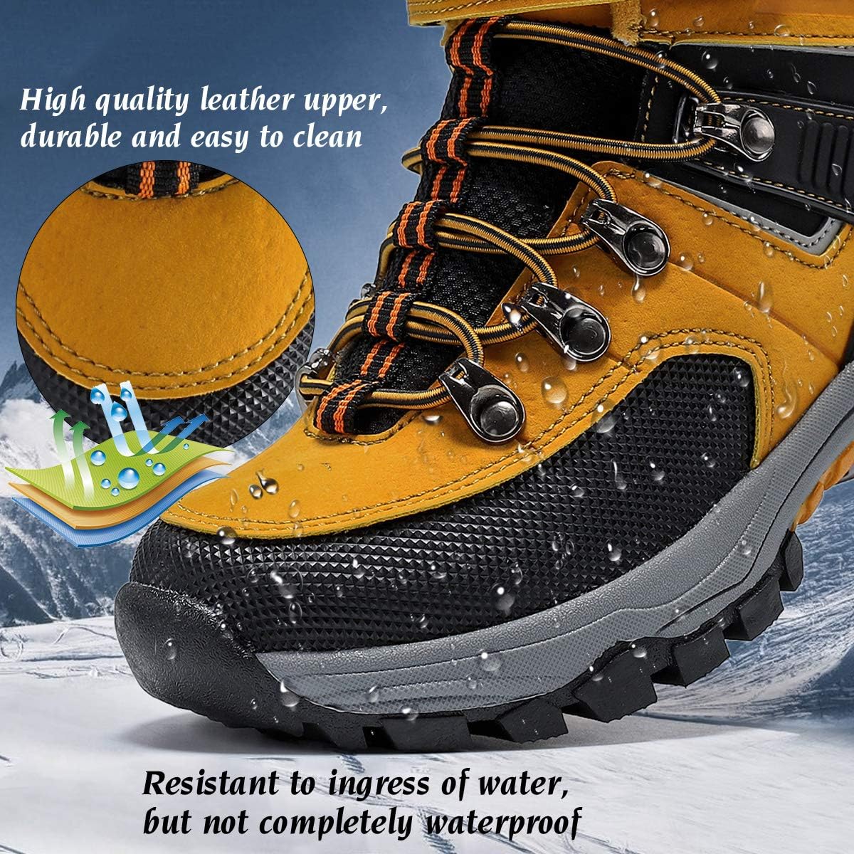 JMFCHI Kids Hiking Boots Boys Girls Outdoor Walking Climbing Sneaker Comfortable Non-slip Snow Shoes Hiker Boot Antiskid Steel Buckle Sole