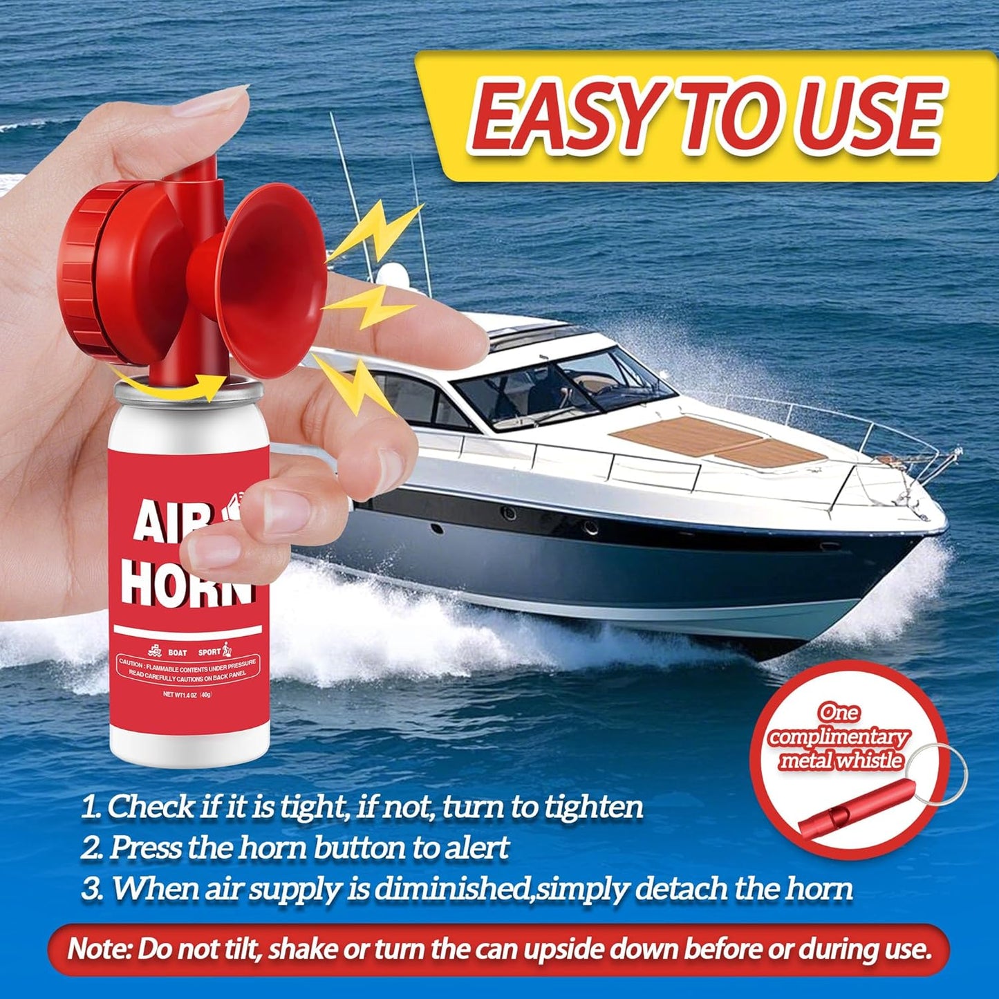 1.4oz Boat Air Horn,130DB Loud Mini Safety Bear Horn Can,Air Horns for Self Defense,Emergency,Sporting Events,Camping essentials,2 Pack