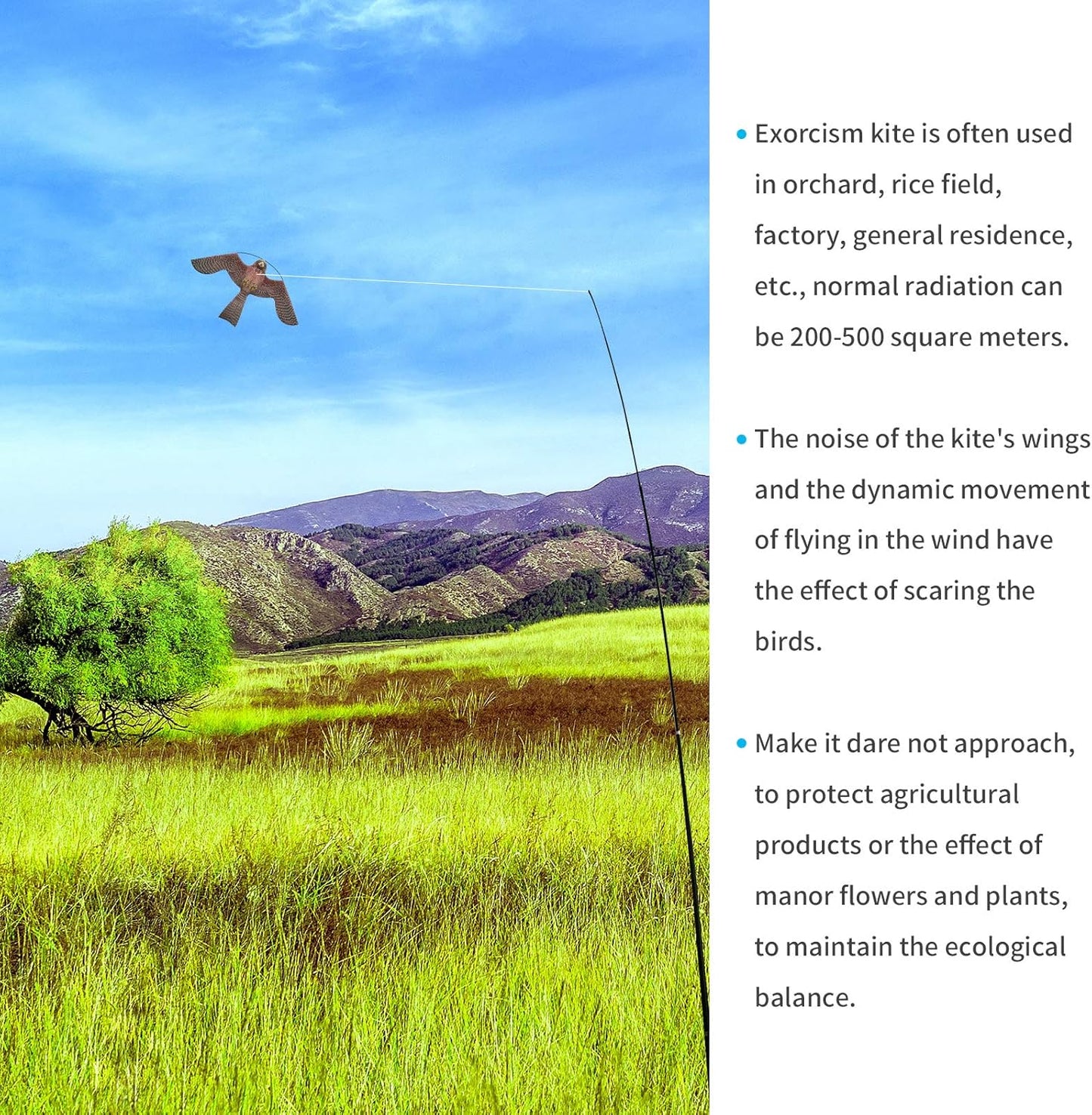 eyijklzo Bird Scarer Flying Kite Crops Farm Flying Bird Hawk Flying Kite