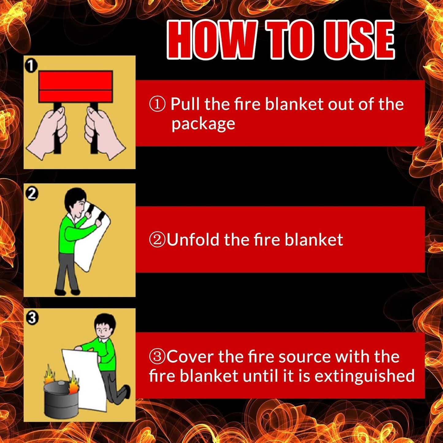 Jerify 8 Pack Fire Blanket for Home Emergency Fire Blanket 47 x 47 Inch Kitchen Fire Suppression Blanket Fiberglass Fire Blanket Flame Retardant Protection and Heat Insulation (Red)