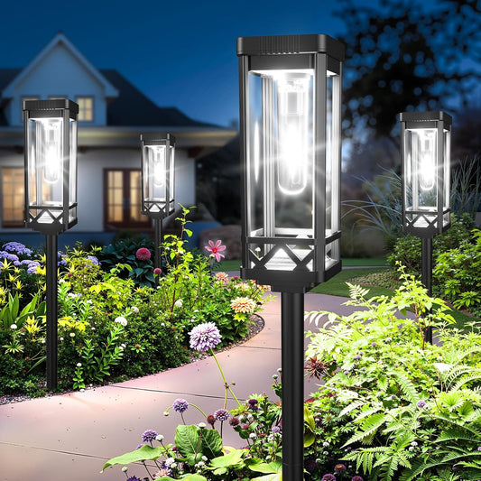KOOPER Taller Solar Pathway Lights Outdoor, 2 Pack Upgraded Brighter Solar Garden Lights Solar Powered, Up to 15 Hours Outdoor Solar Lights for Yard Landscape Path Walkway Driveway （Cool White）