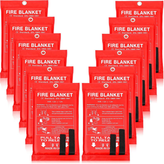 Jerify 12 Pack Fire Blanket for Home Emergency Fire Blanket 47 x 47 Inch Kitchen Fire Suppression Blanket Fiberglass Fire Blanket Flame Retardant Protection and Heat Insulation (Red)