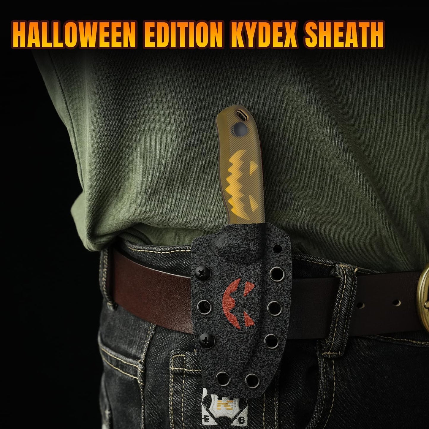 Kizer Drop Bear Fixed Blade Knife, 2.57" 14C28N Blade Halloween EDC Camping Knife with Yellow PEI Handle, Small Hunting Knives with Kydex Sheath, Survival Knives for Men Women, 1094HW2