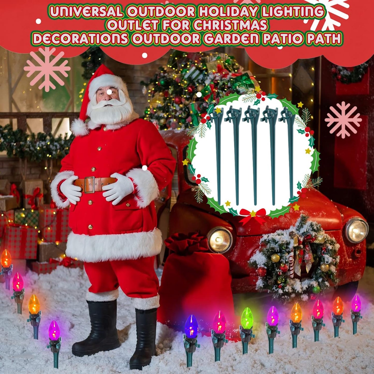 Jetec 150 Pieces Christmas Light Stakes Universal Yard Lawn Holiday 7.5 Inches Light Ground Stakes for C7 C9 String Lights Christmas Outdoor Lights Holders on Yards, Driveways (Green)