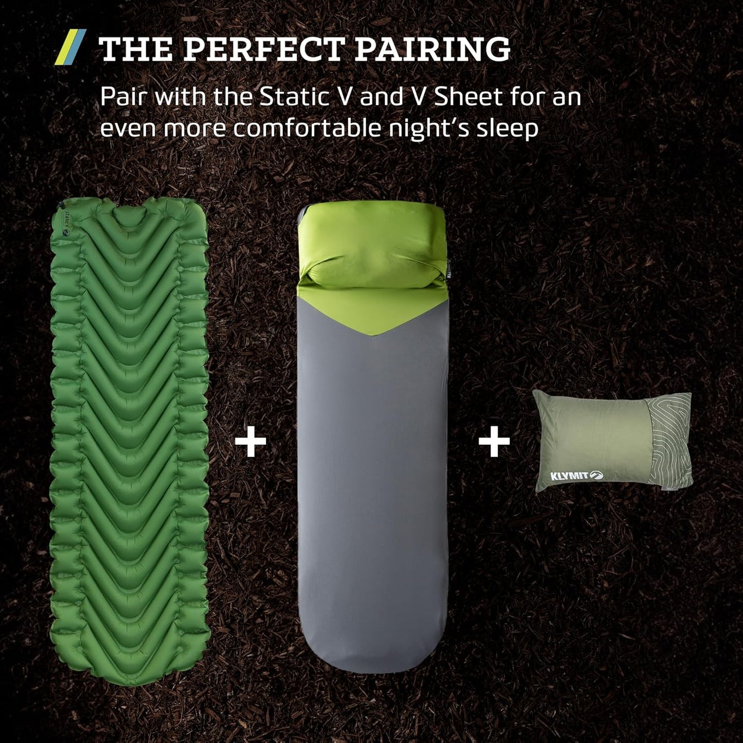 Klymit Drift Camping Pillow, Shredded Memory Foam Travel Pillow with Reversible Cover for Outdoor Use, Green, Large