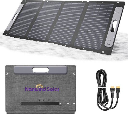 100W Portable Solar Panel for for Camping,RV,Off-Grid-23.5% Efficiency,Lightweight Foldable,USB-A,Type-C & XT60 Output,IP67 Waterproof,IEC Certified