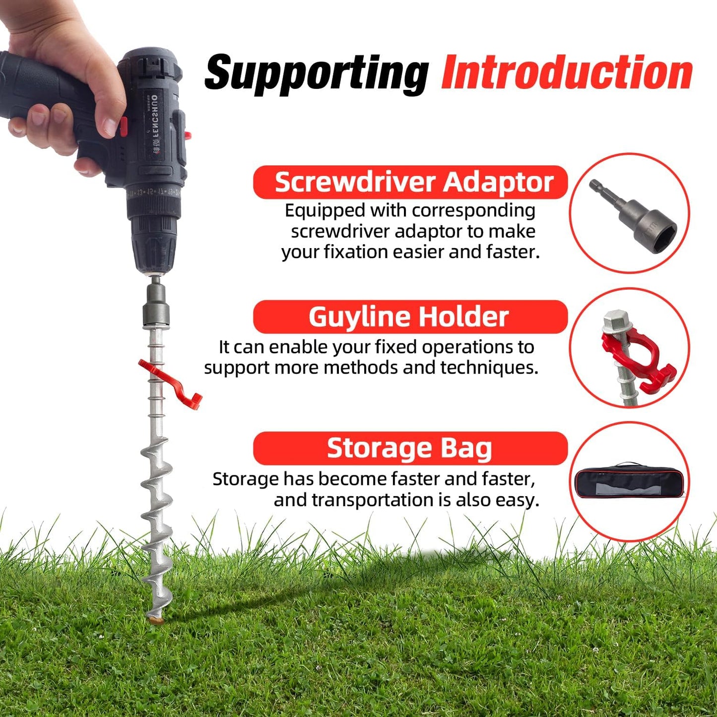 12 Pcs 12" Aluminum Ground Anchors, Tent Stakes Heavy Duty for Swing Set Anchors Screw in Kit for Tents, Canopies, Sheds,Amusement Facilities,Swing Sets Outdoor