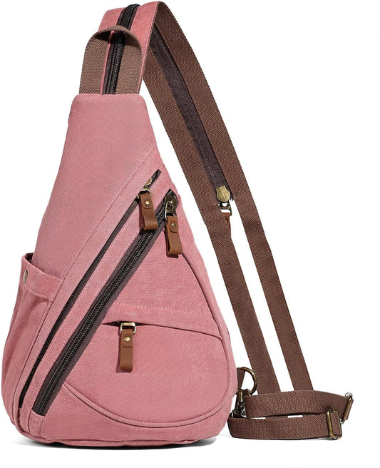 KL928 Canvas Sling Bag - Small Crossbody Backpack Shoulder Casual Daypack Rucksack for Men Women(Large Version)