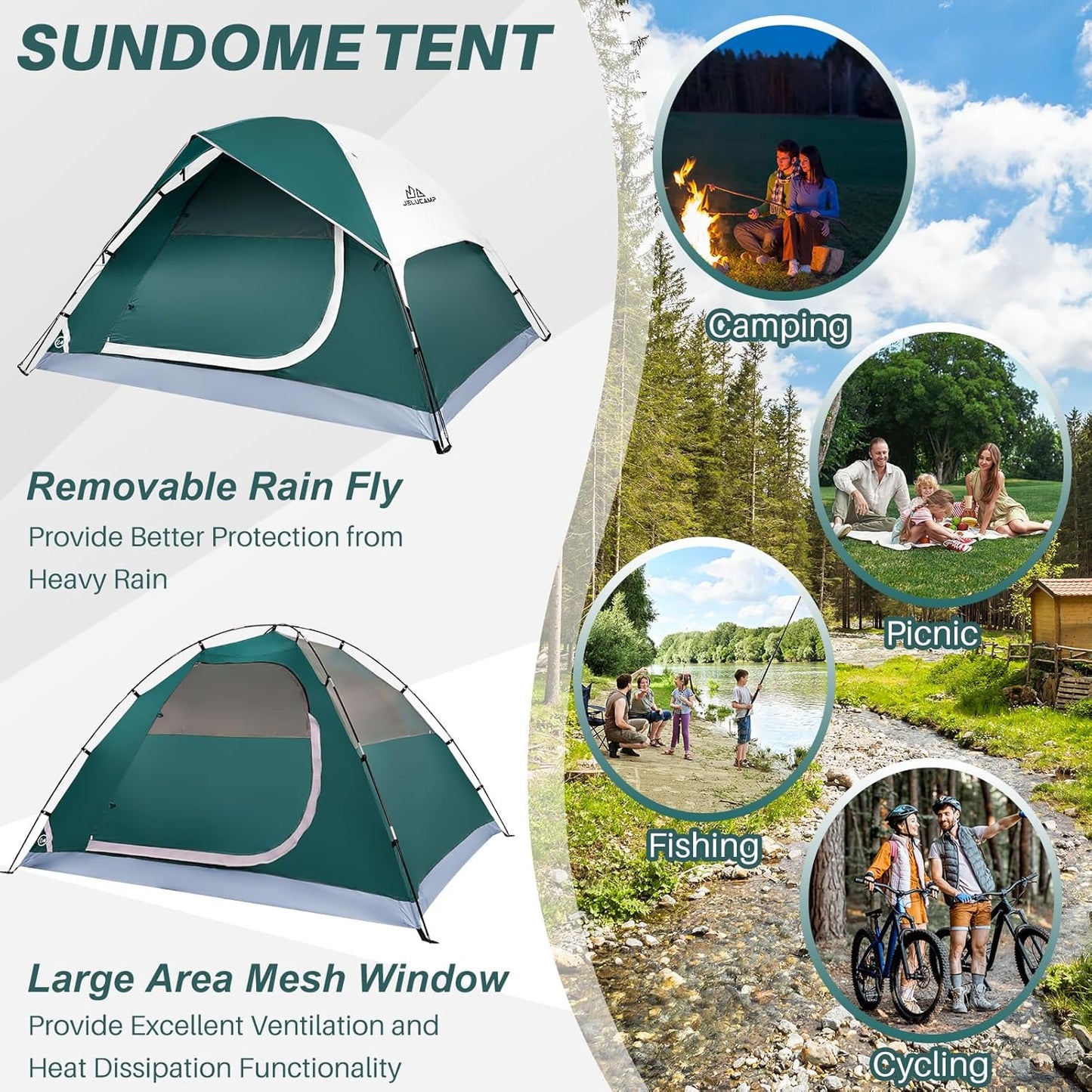 1/2/4/5/6 Person Dome Tents for Camping, Lightweight Portable Backpacking Tent, Small Easy Set Up Outdoor Waterproof Camping Hiking Tent for Adults
