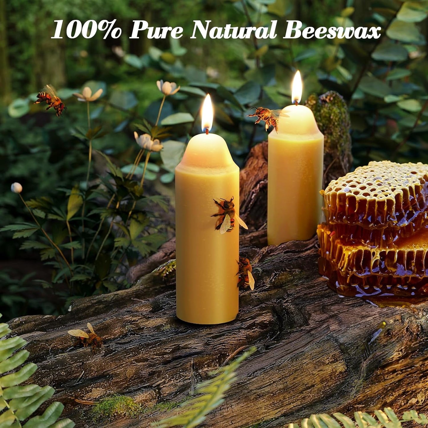 15-Hour Natural Pure Beeswax Candles for Candle Lanterns, Long Lasting Burning Candles Bulk for Camping, Emergency, Survival Emergency Preparedness (20)