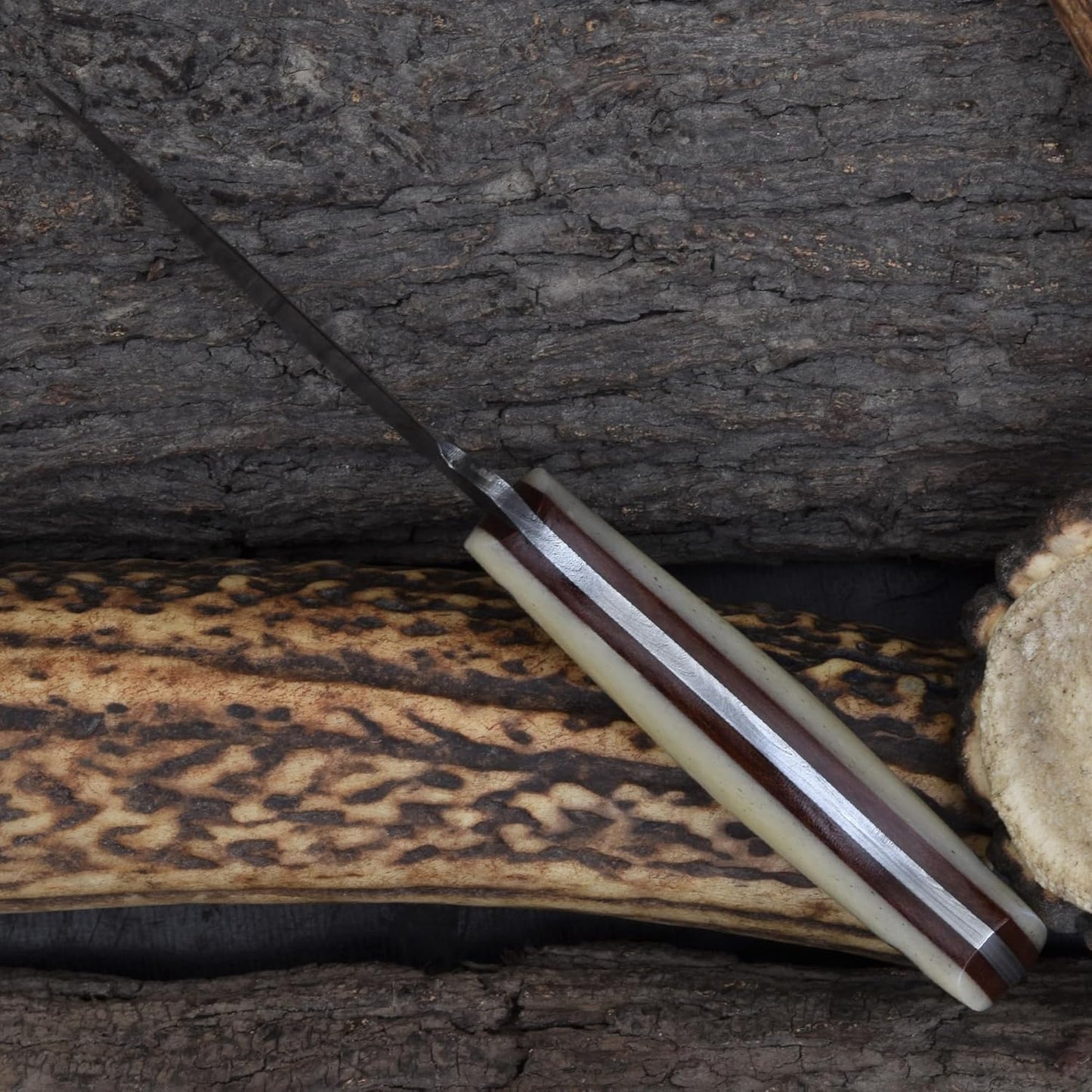 Knives Ranch Light Weight Fixed Blade EDC Knife | 6-1/2" Skinning Knife | Bone Handle | Horizontal Carry Cowboy Sheath (3196-B)