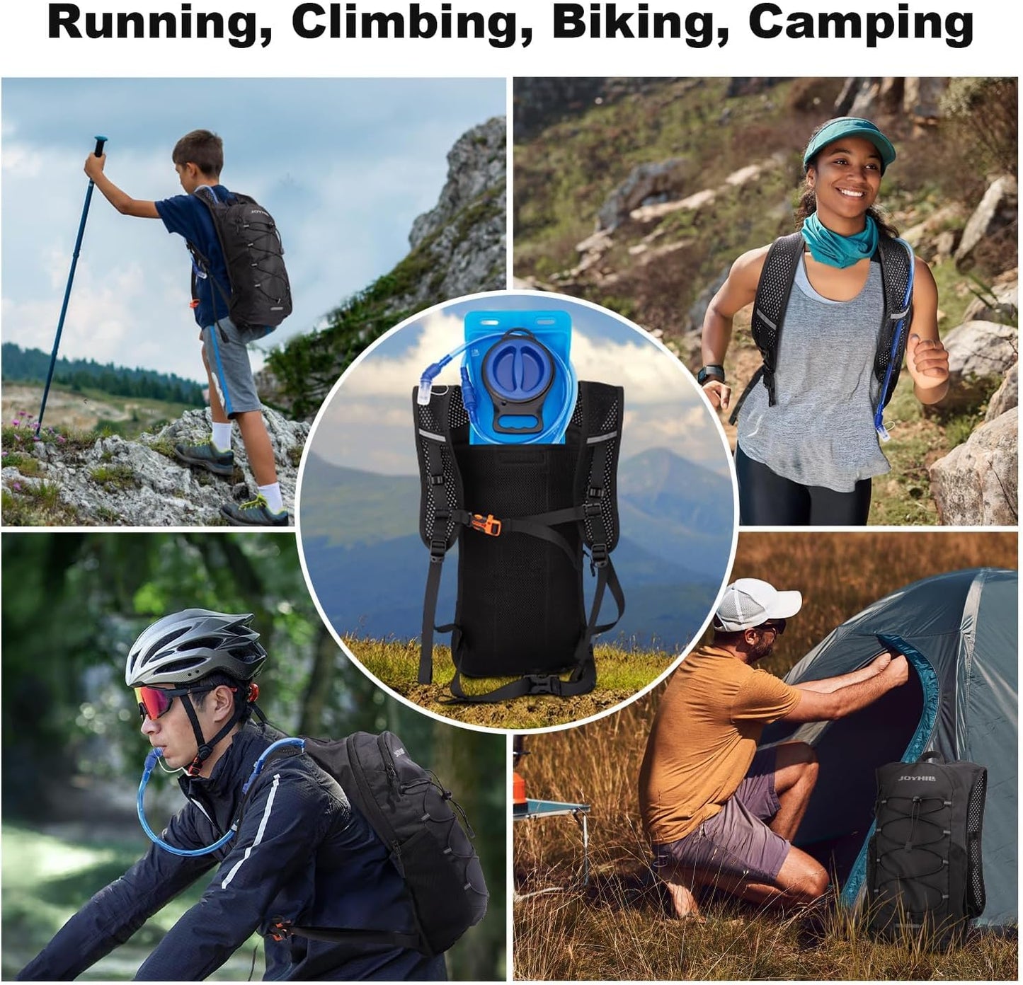 JOYHILL TPU Hydration Bladder,1.5L 2L 3L Water Bladder for Hiking Backpack BPA Free Leak Proof Hydration Pack