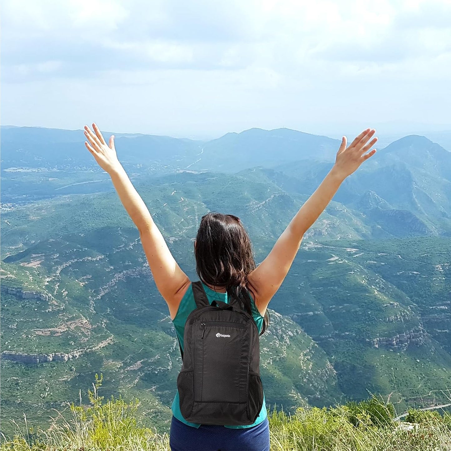 15L Water-resistant Hiking Daypack, Small Backpack Travel Outdoor, Lightweight Day Pack with Tool Loops