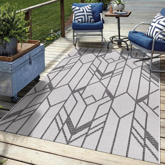 Keen Home Design Terrace Outdoor Area Rug - 4x6 Washable Indoor/Outdoor Rug for Patio, Kitchen, Balcony, Beach, Garden, Deck and Porch, Size: 3'10"x5'7"