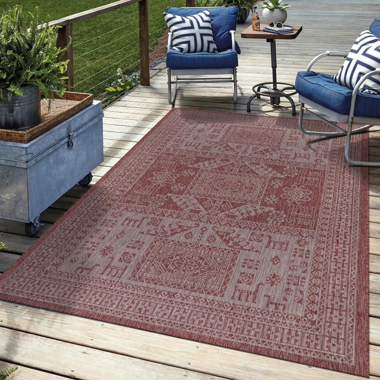 Keen Home Design Terrace Outdoor Area Rug - 8x10 Washable Indoor/Outdoor Rug for Patio, Kitchen, Balcony, Beach, Garden, Deck and Porch, Size: 7'7"x10'