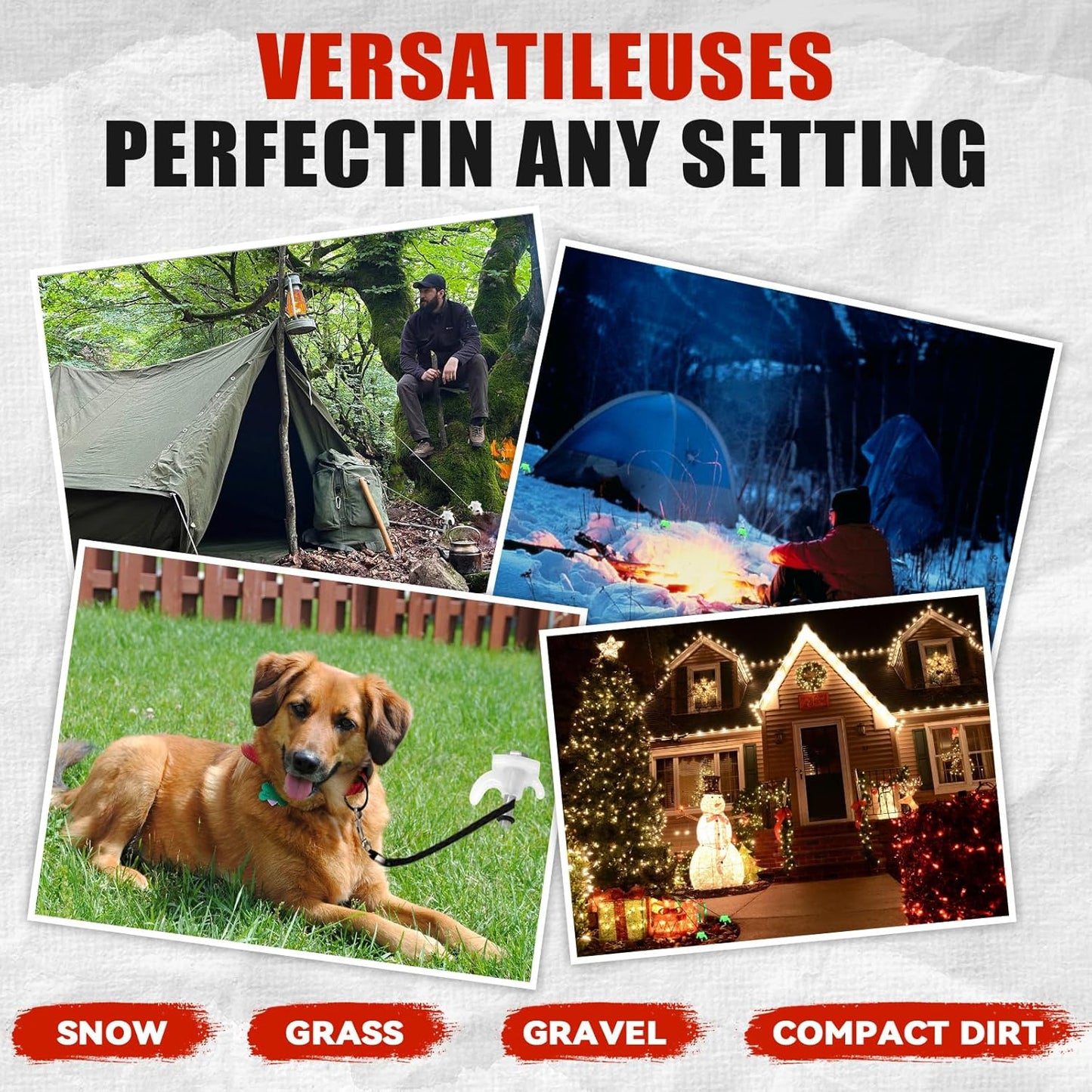 12 Pack 8" Screw in Tent Stakes Heavy Duty- Ground Anchors Screw- Tent Pegs Camping Stakes- Hex Pegs Drillable Tent Stakes and Hexagon Head Drive and Storage Box (White)