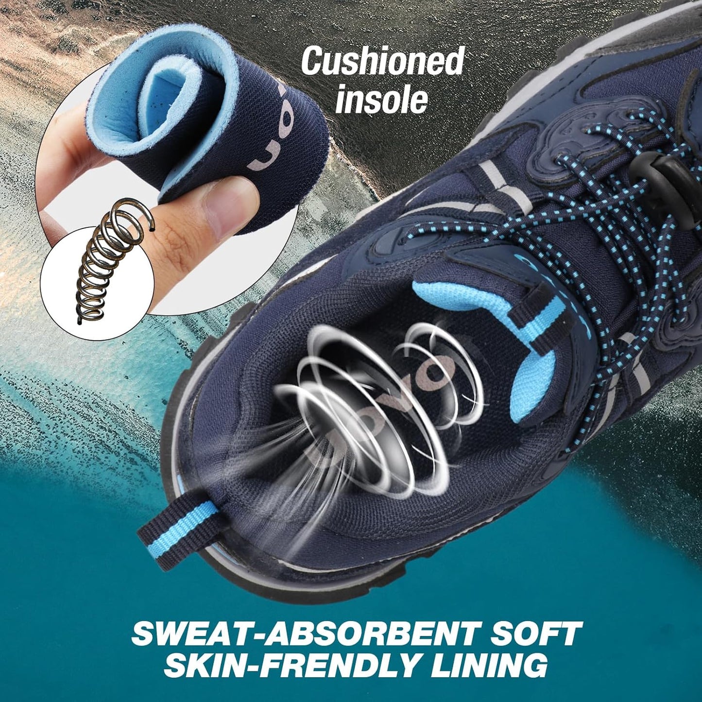 Kids Boys Running Shoes Waterproof Non-Slip Breathable Low-Top Outdoor Hiking Walking Sneakers (Little/Big Kids)