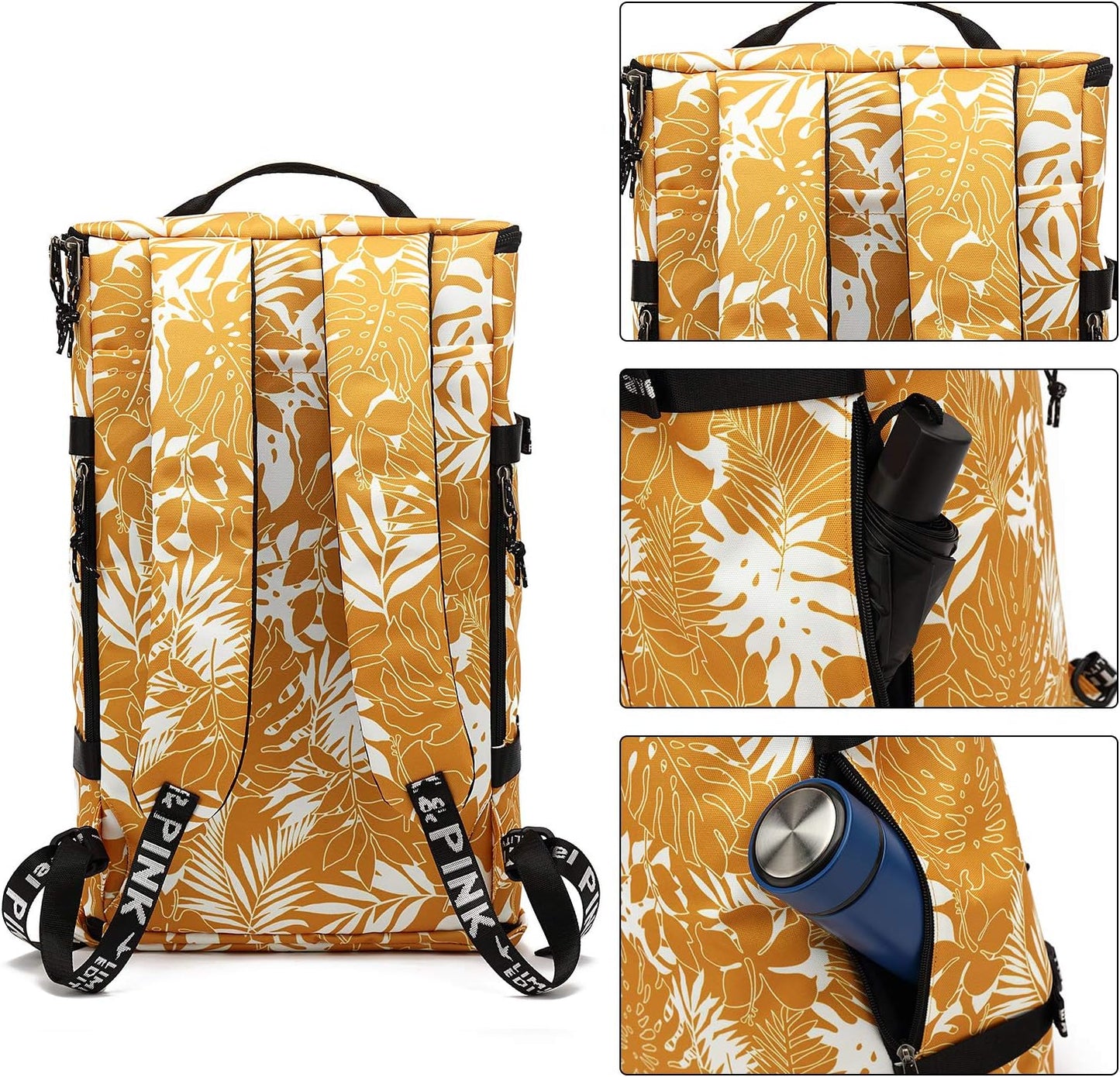 Kalesi Gym Duffle Bag Backpack 4-Way Waterproof with Shoes Compartment for travel Sport Hiking laptop (Mustard yellow)