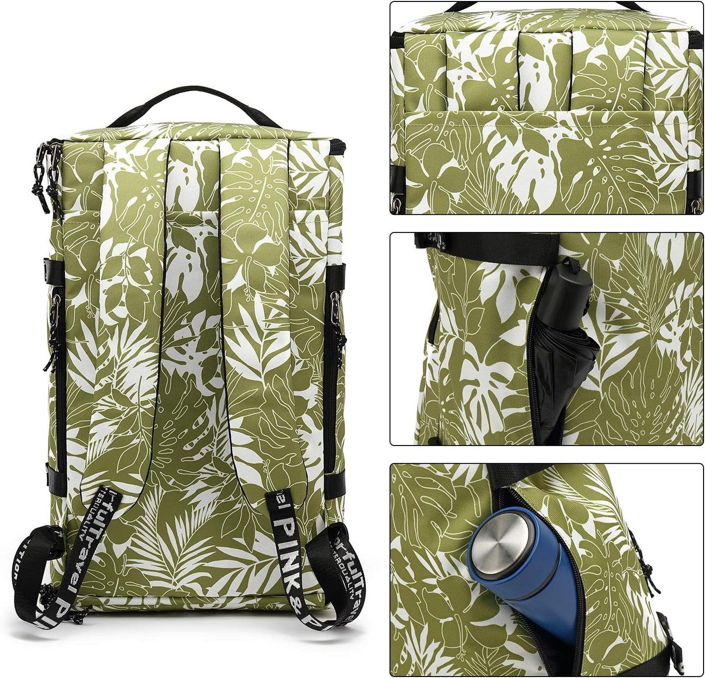 Kalesi Gym Duffle Bag Backpack 4-Way Waterproof with Shoes Compartment for travel Sport Hiking laptop (olive-green)