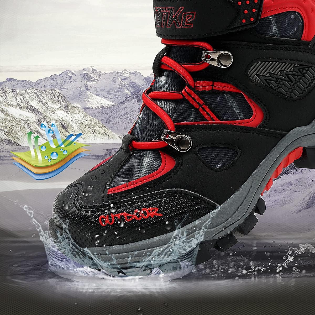 JMFCHI Kids Hiking Boots Boys Girls Outdoor Walking Climbing Sneaker Comfortable Non-slip Snow Shoes Hiker Boot Antiskid Steel Buckle Sole