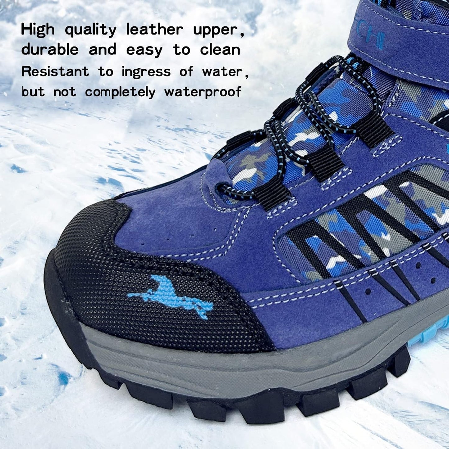 JMFCHI Kids Hiking Boots Boys Girls Outdoor Walking Climbing Sneaker Comfortable Non-slip Snow Shoes Hiker Boot Antiskid Steel Buckle Sole