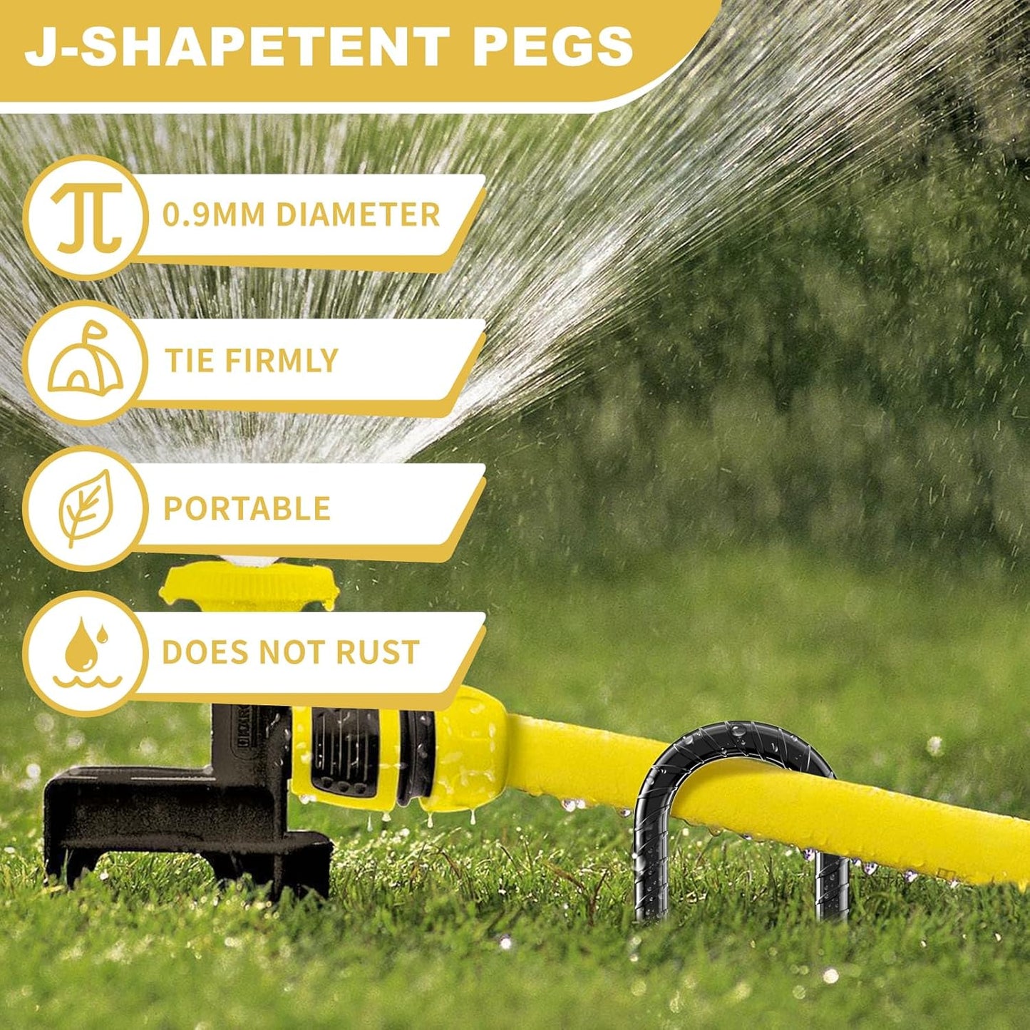 12 Inch Rebar Stakes, 8 Pack J Hook Heavy Duty Ground Stakes for Canopy Tent Trampoline and Chain Link Fence Rust Proof Coated Steel Ground Stakes Ground Anchors (Black)