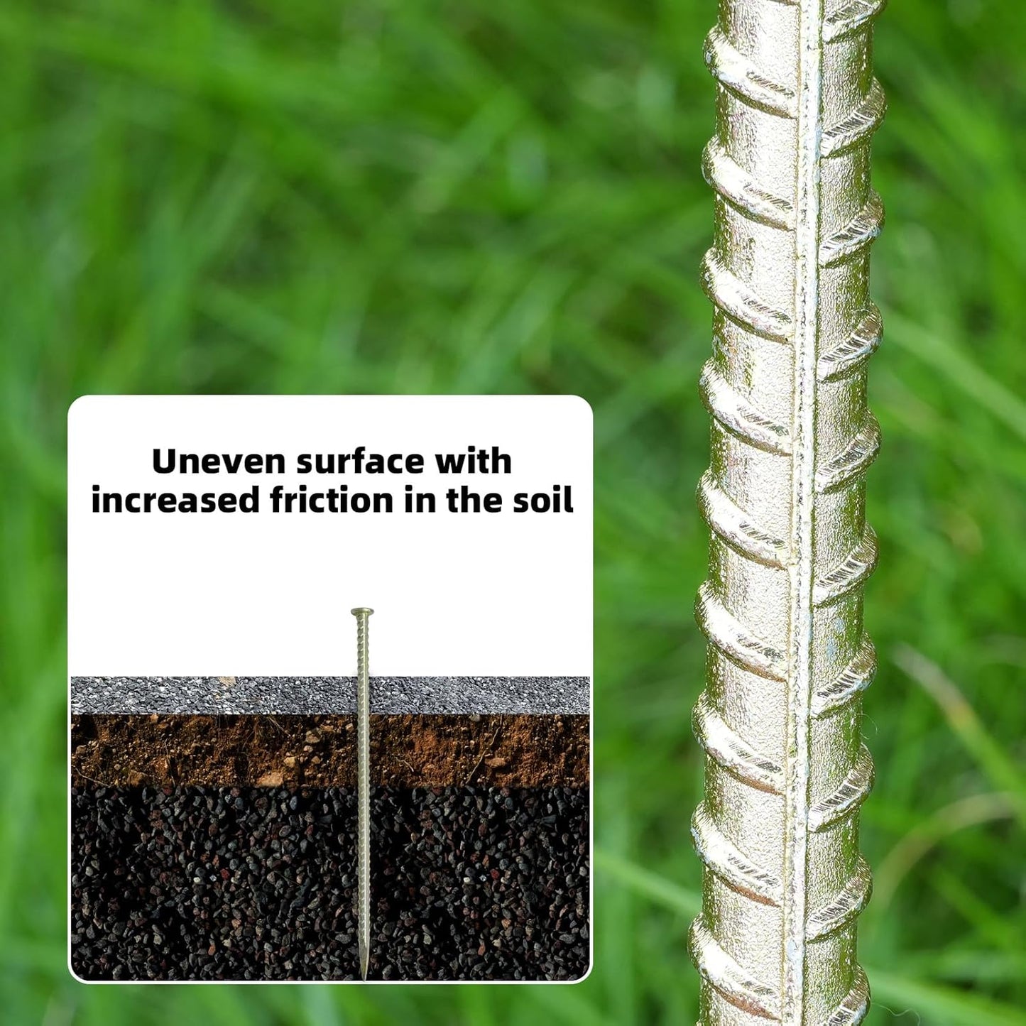 16 Inch Rebar Stakes - 1/2 Inch Diameter Galvanized Steel Ground Anchors Hevy Duty Metal Garden Stakes for Camping Tent, Speed Bump, Hard Soil, Fence, Wheel Stop(10 Pack)