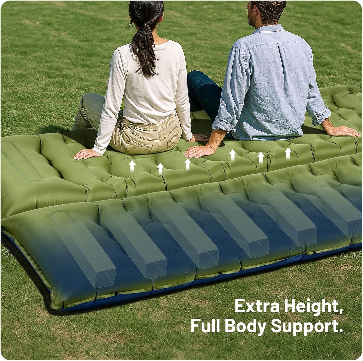 KASBAH Camping Sleeping Pad,Extra Wide 6 inch Thick Inflatable Sleeping Pads with Built-in Foot Pump and Pillow,Ultralight Camping Mat Gear for Outdoor Hiking,Camping, Traveling and Tent