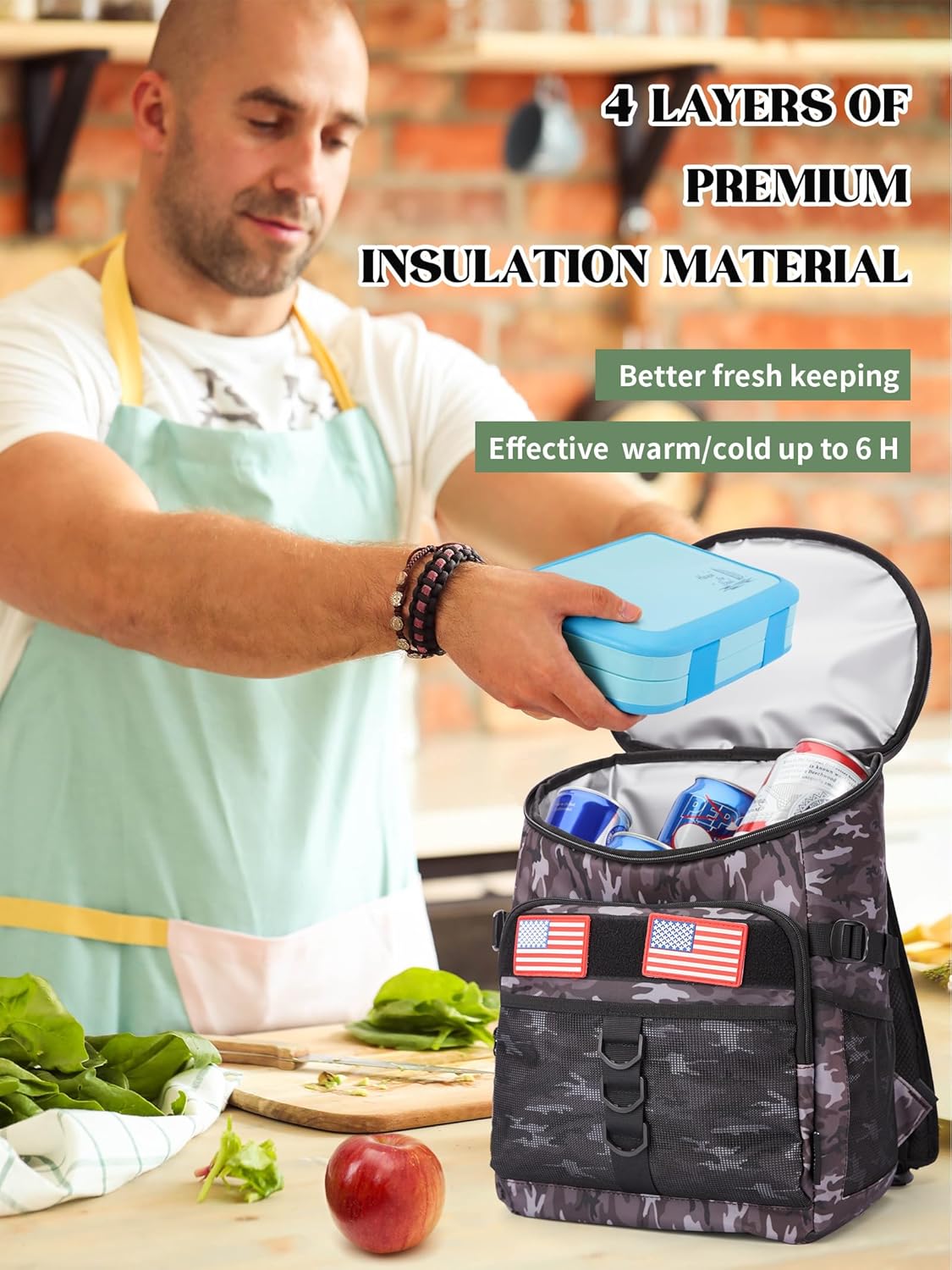 JOYHILL Backpack Cooler, Cooler Backpack 36 Cans/25 L Tactical Insulated Soft Cooler Bag Large Capacity Leakproof Cooler for Men Women, Travel Backpack for Camping Hiking Picnic Beach