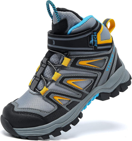 JMFCHI Kids Hiking Boots Boys Girls Outdoor Walking Climbing Sneaker Comfortable Non-slip Snow Shoes Hiker Boot Antiskid Steel Buckle Sole