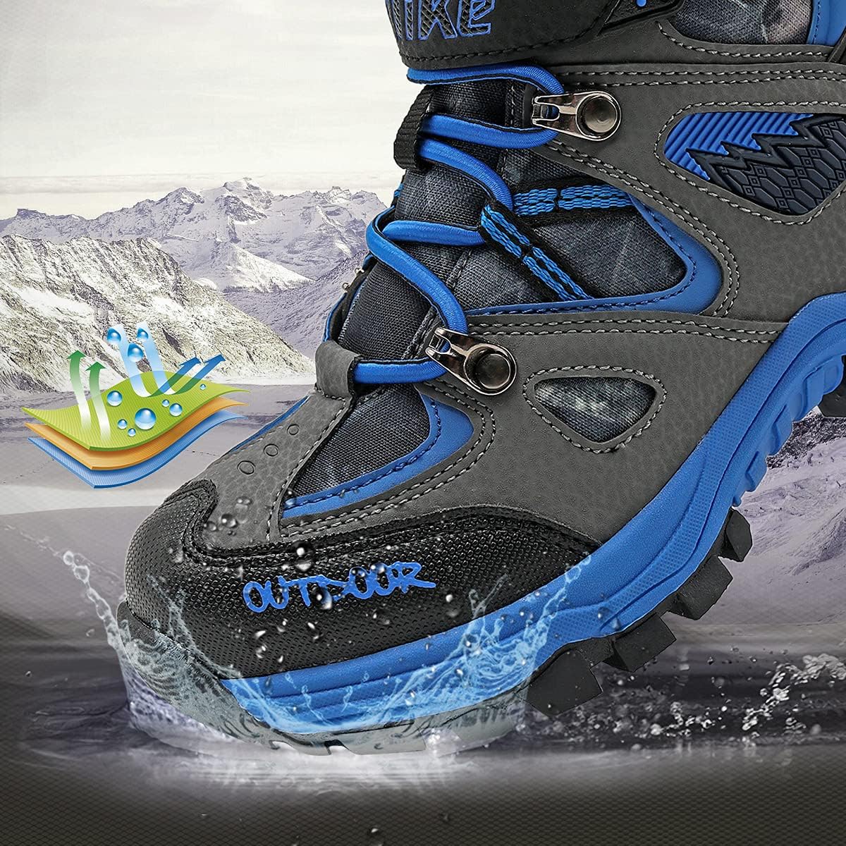 JMFCHI Kids Hiking Boots Boys Girls Outdoor Walking Climbing Sneaker Comfortable Non-slip Snow Shoes Hiker Boot Antiskid Steel Buckle Sole