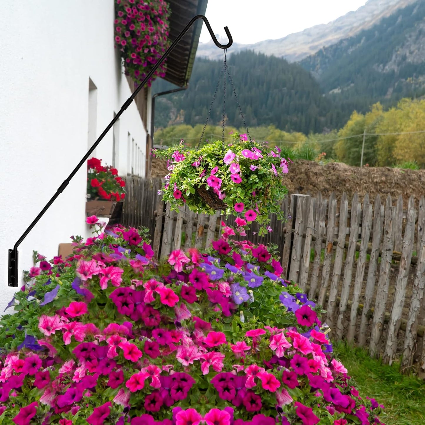 Juegoal Heavy Duty Deck Hook, 25 Inch or 36 Inch Wall Mounted Extended Reach Deck Hook Wall Pole Plant Bracket for Hanging Bird Feeder, Plants, Suet Baskets, Lanterns, Wind Chimes