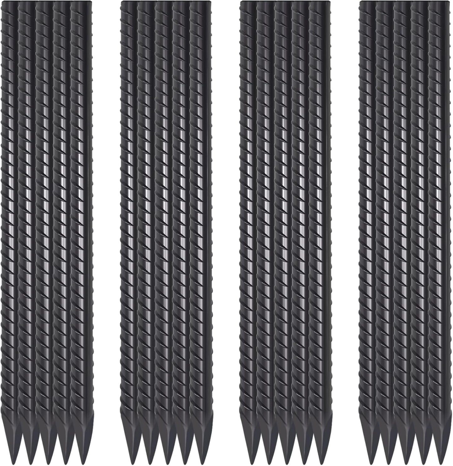 16 Inch Rebar Stakes 20 Pack 1/2 Inch Diameter Heavy Duty Steel Ground Stakes with Chisel Point End Straight Metal Stakes for Ground Concrete Form Landscape Timber and Fence, Black