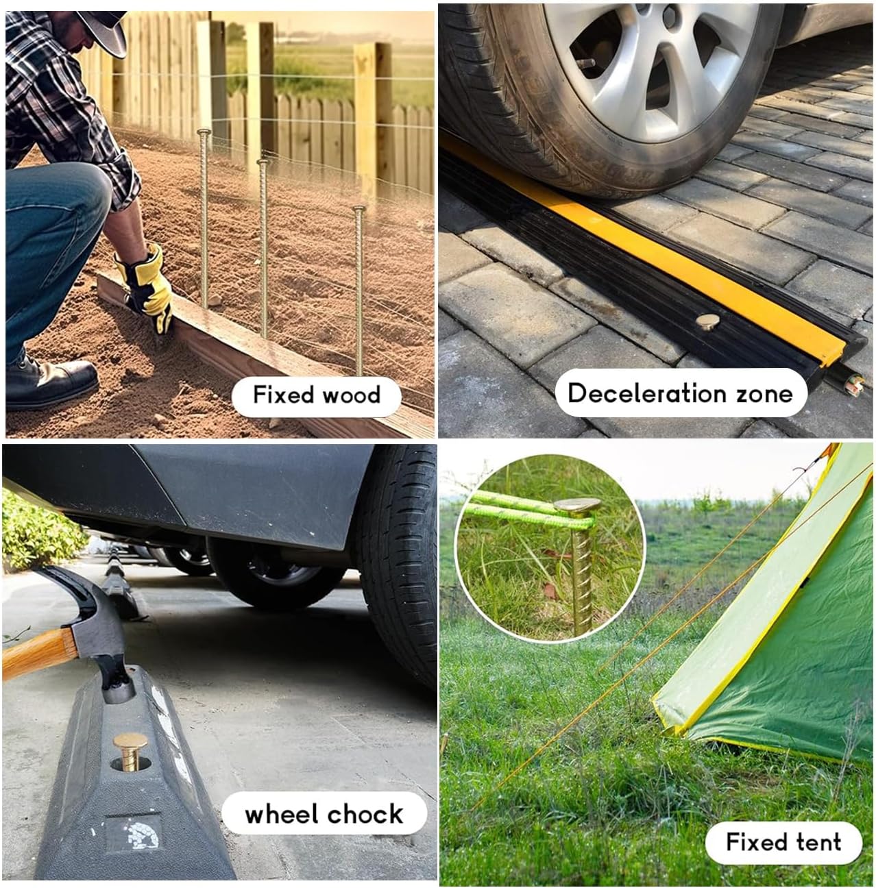 16 Inch Rebar Stakes,8 Pack Metal Rebar Support，1/2 Inch Diameter Galvanized Steel Ground Anchors，Heavy Duty Plant Support Garden Stake for Speed Bump, Wheel Stop, Tent...