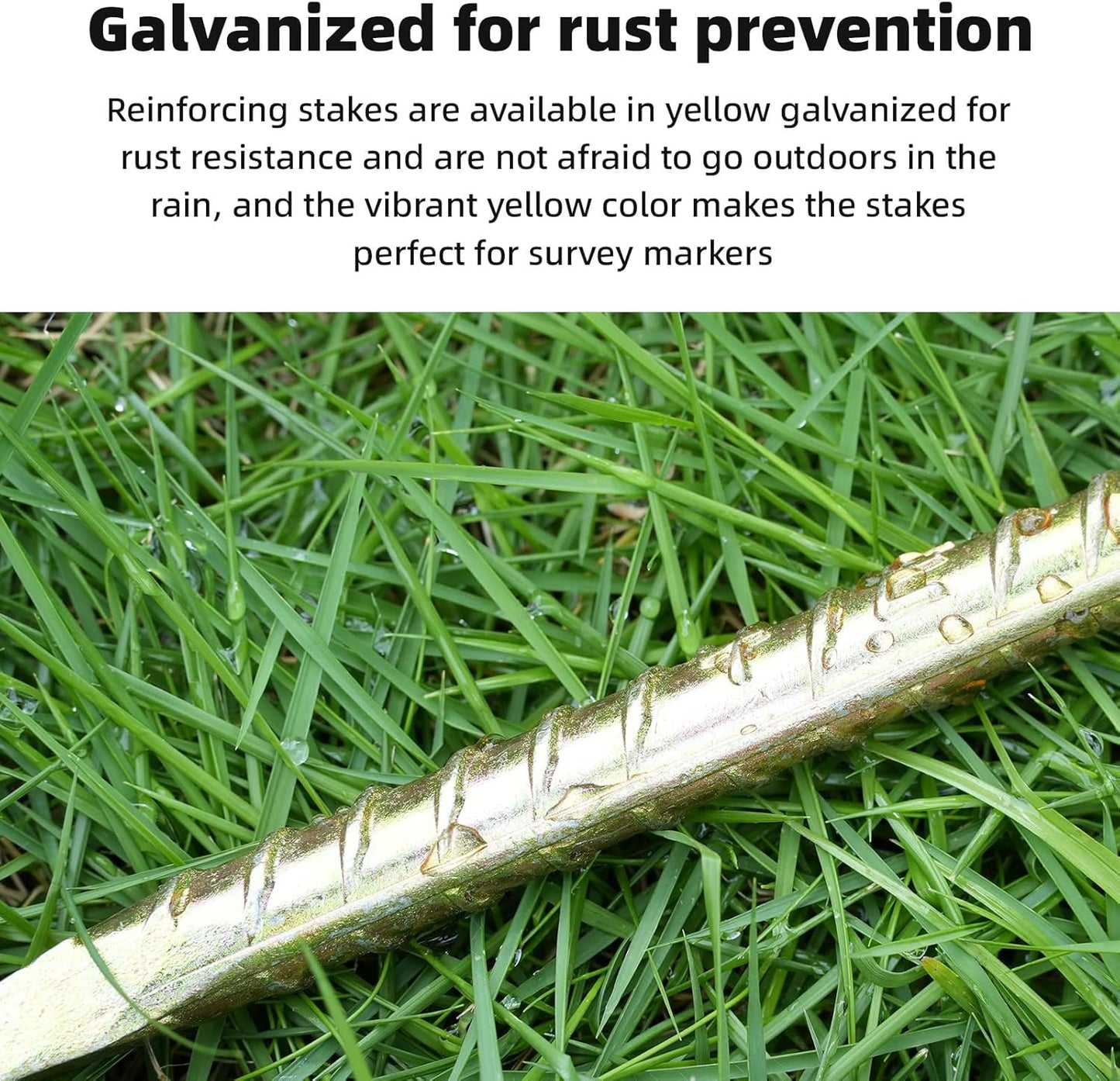 16 Inch Rebar Stakes - 1/2 Inch Diameter Galvanized Steel Ground Anchors Hevy Duty Metal Garden Stakes for Camping Tent, Speed Bump, Hard Soil, Fence, Wheel Stop(10 Pack)