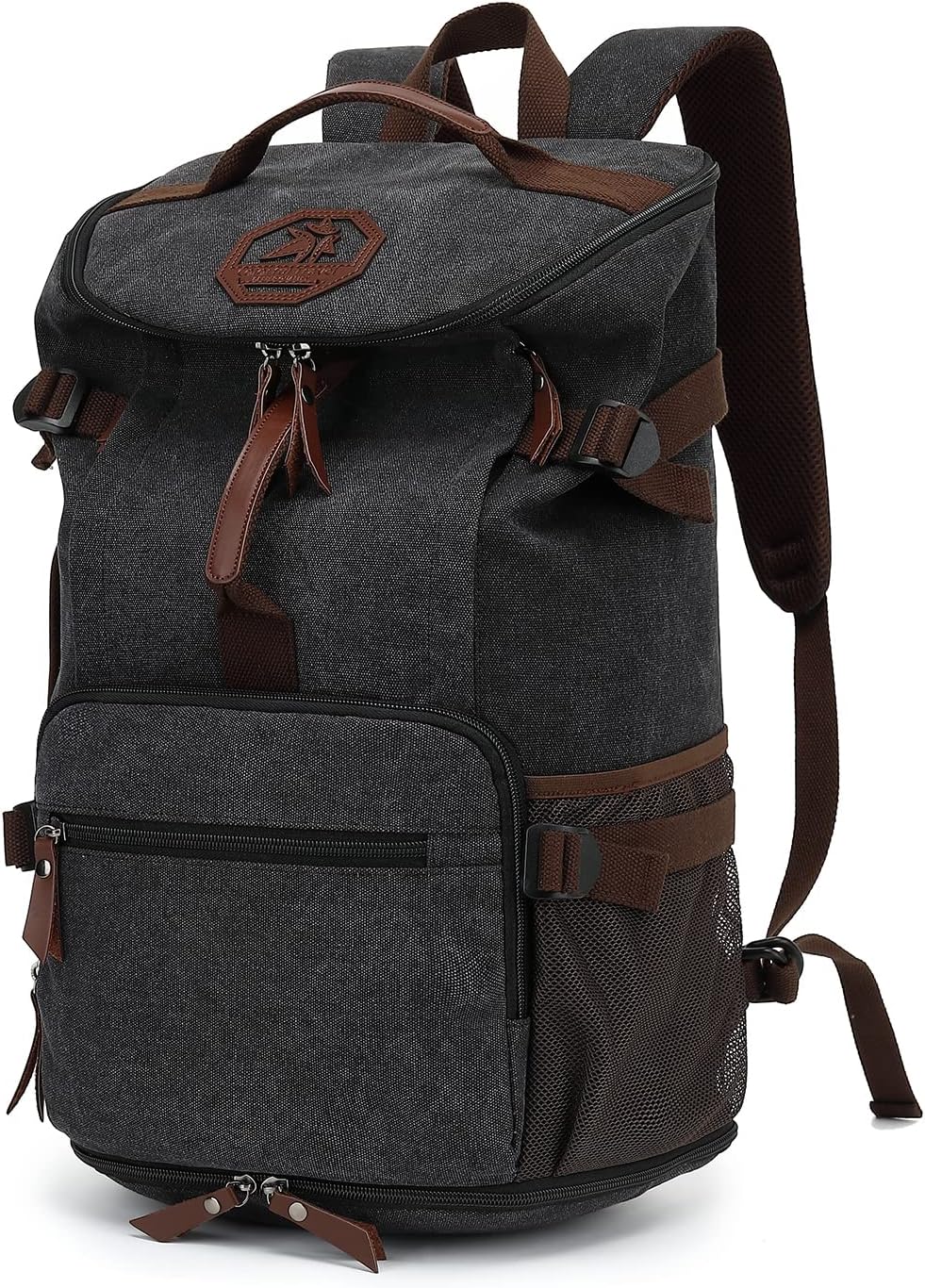 Kalesi Gym Duffle Bag Backpack 4-Way Vintage canvas with Shoes Compartment for travel Sport Hiking laptop (Vintage black)