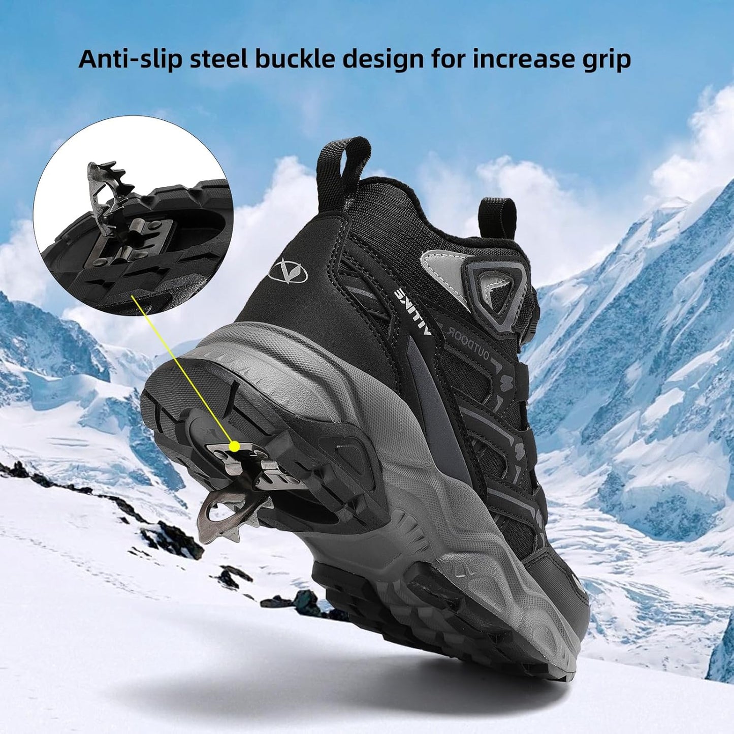 JMFCHI Kids Hiking Boots Boys Girls Outdoor Walking Climbing Sneaker Comfortable Non-slip Snow Shoes Hiker Boot Antiskid Steel Buckle Sole