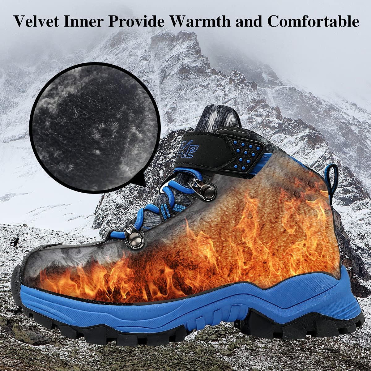 JMFCHI Kids Hiking Boots Boys Girls Outdoor Walking Climbing Sneaker Comfortable Non-slip Snow Shoes Hiker Boot Antiskid Steel Buckle Sole