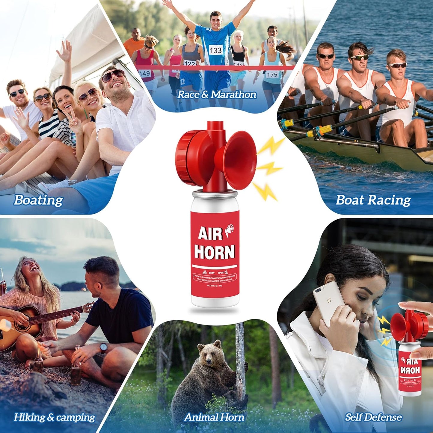 1.4oz Boat Air Horn,130DB Loud Mini Safety Bear Horn Can,Air Horns for Self Defense,Emergency,Sporting Events,Camping essentials,2 Pack