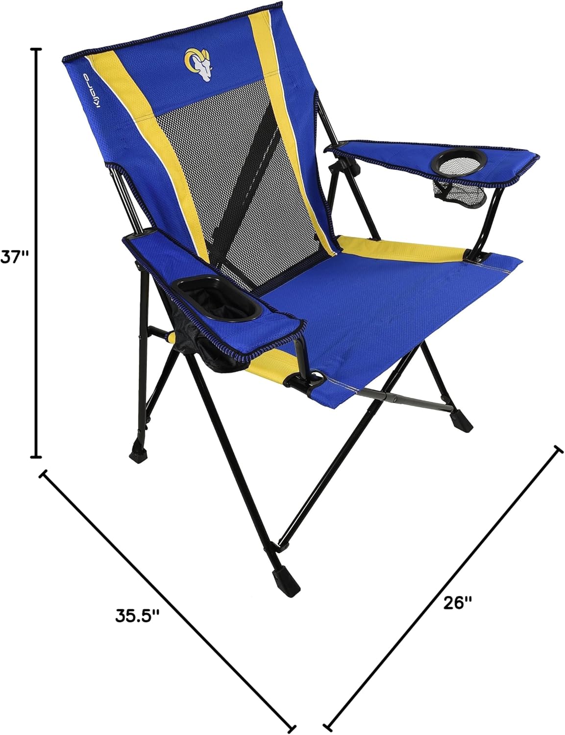 Kijaro Sports Fan Folding Chair, 26" L x 35.5" W x 37" H, Los Angeles Rams