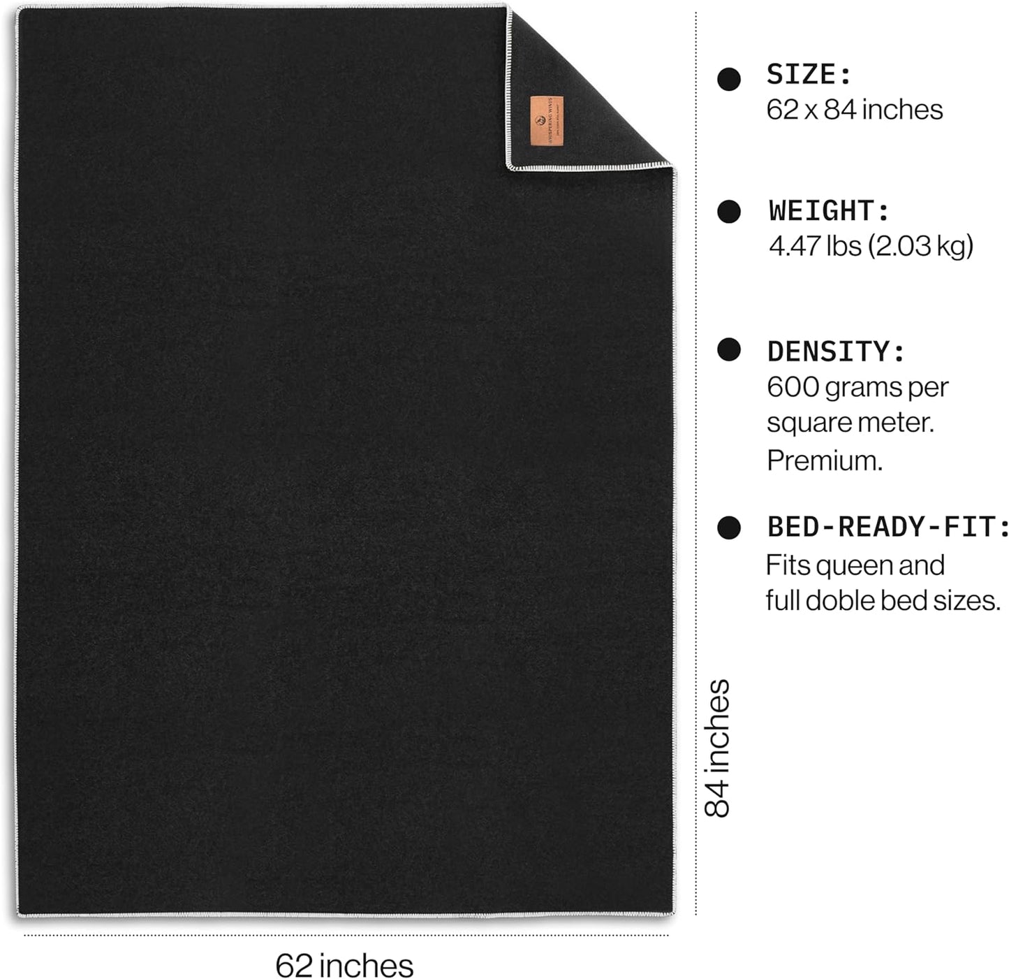 100% Wool Blanket - Premium Ultra-Soft, Thick, Warm, Large 62"x 84" Bed & Camping Blanket for Outdoor, Home, Indoor, Bushcraft & Survival