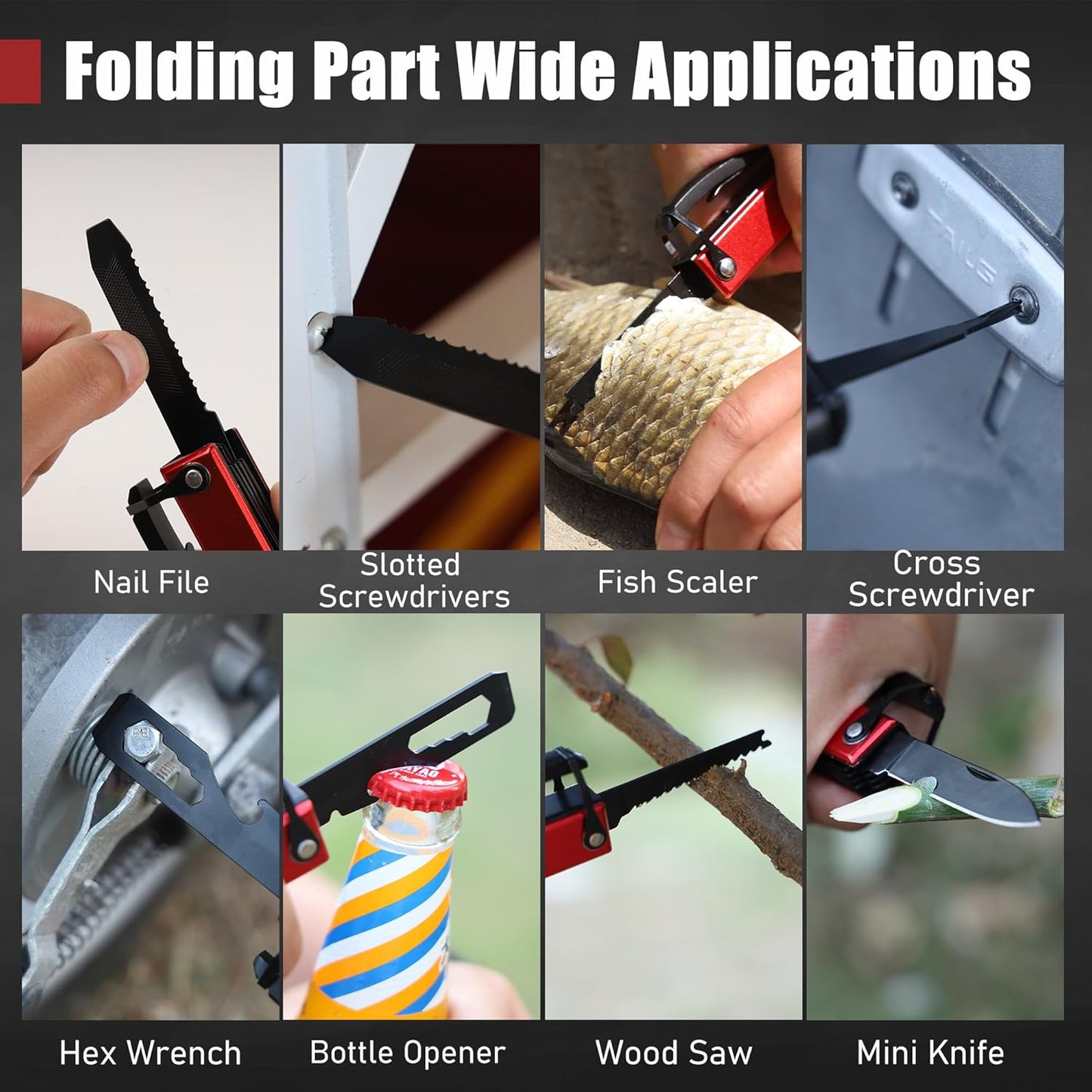 14-In-1 Multitool Camping Hammer - Survival Gear with Axe, Knife, Screwdriver, Pleirs, Saw, Bottle Opener and More -Portable Outdoor Tool Gift with Nylon Sheath for Men & Dad