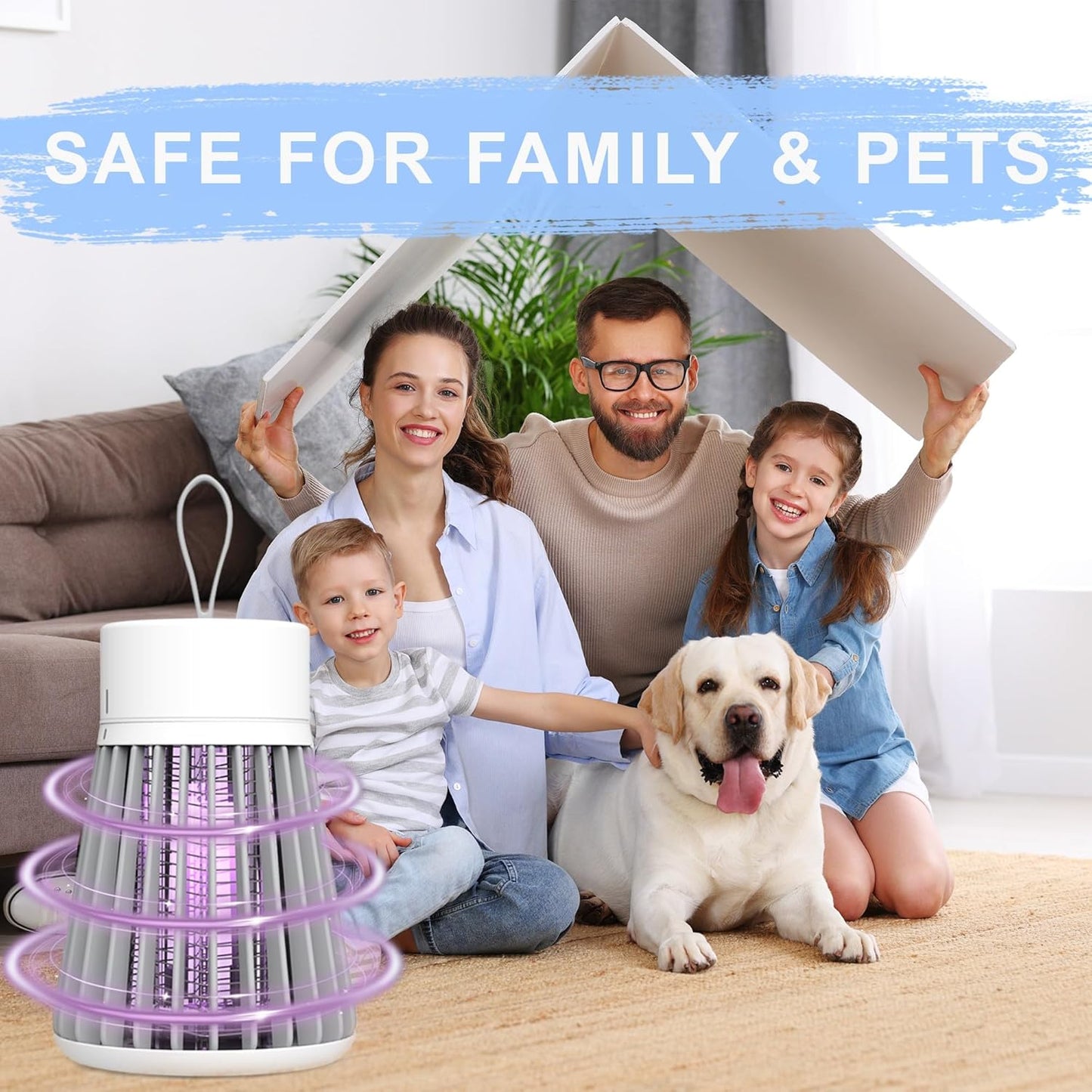 Bug Zapper Indoor Outdoor – Rechargeable Mosquito Zapper and Fly Zapper with UV Light, Portable Insect Killer Trap with Safety Grid, USB Powered for Camping, Home, Garden, Picnic